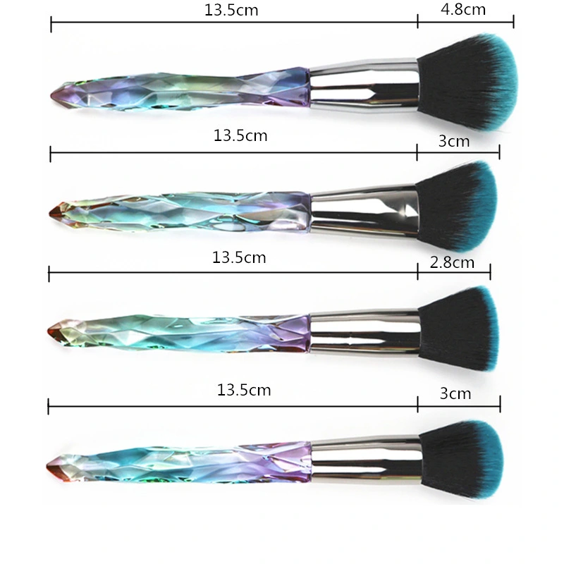 Clear crystal diamond handle makeup brush set