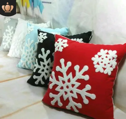 Cotton Embroidered Flower Snowflake Christmas Series Pillow Cushion Cover