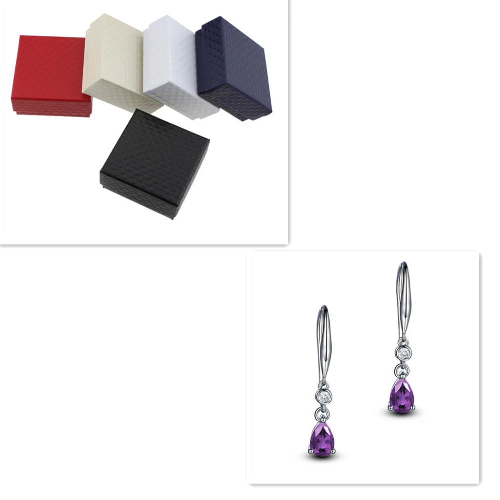 White gold-plated colored imitation sapphire earrings