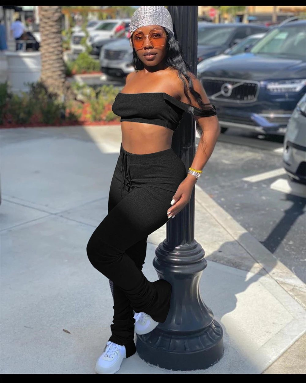 Pleated casual two-piece split