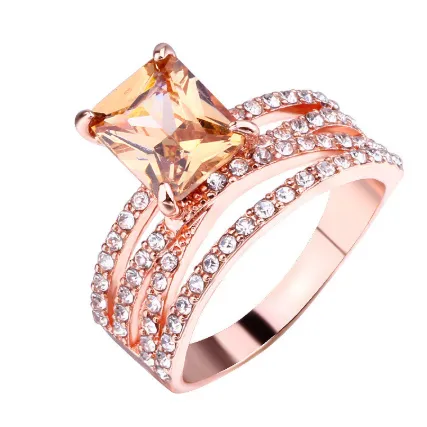 Flash diamond square ring