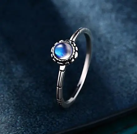 Moonstone Ring Ladies Silver Jewelry Crystal Gem Bracelet