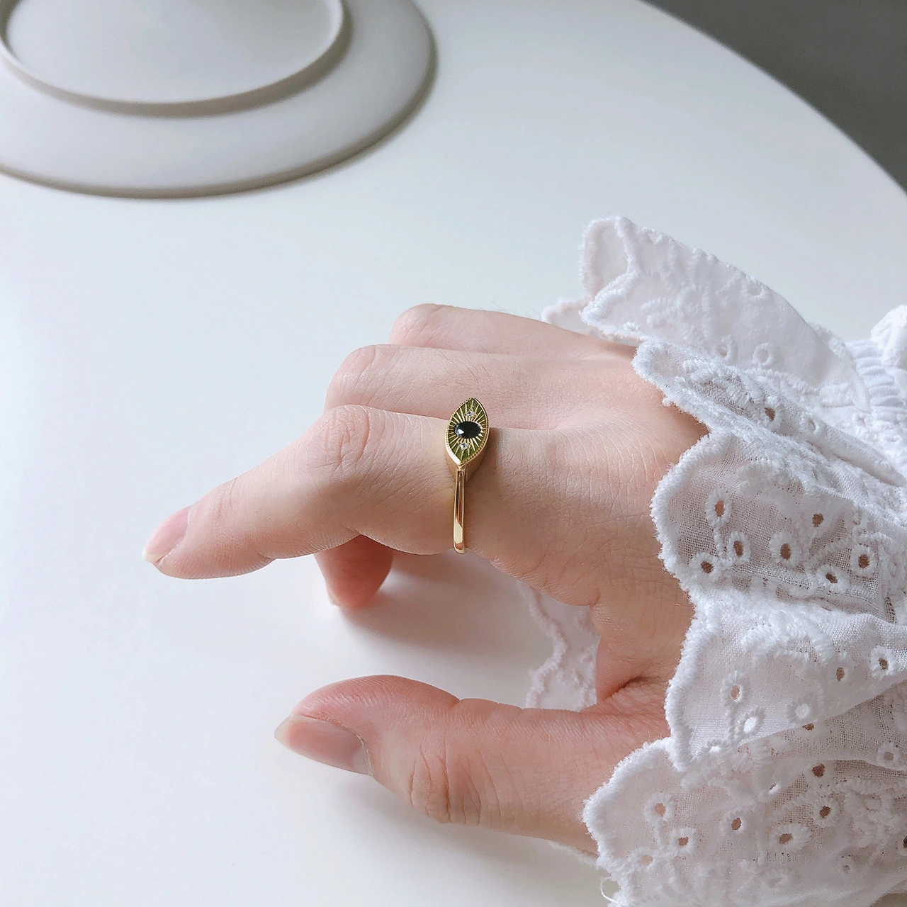 Silver and black diamonds gold ring