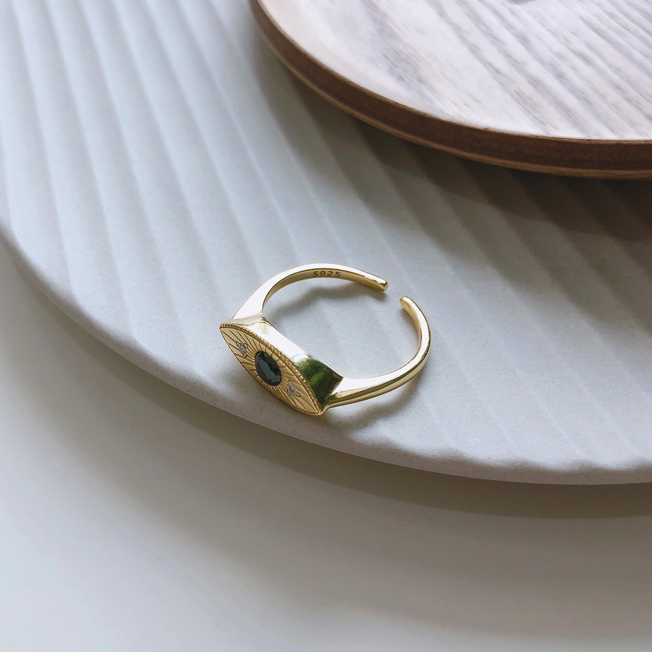 Silver and black diamonds gold ring