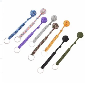 Outdoor self-defense seven core umbrella rope climbing survival key chain hanging hand-woven round steel ball