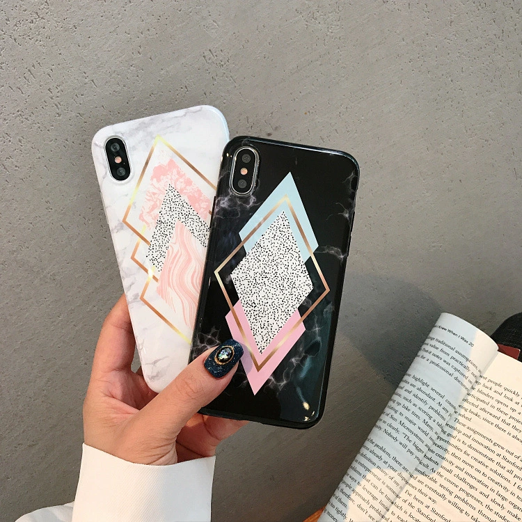 Geometric marble phone case