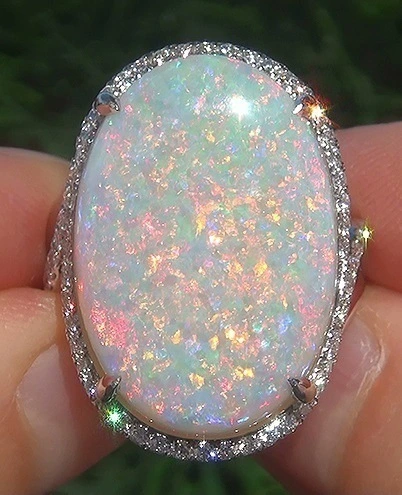Opal Ring Cross-border Wish Hot Sale Jewelry Fashion Lady Opal Ring Opal Ring Jewelry
