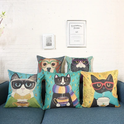 Square gentleman cartoon series sofa cushion Home Furnishing soft decoration dual-purpose linen pillow cushion vehicle wholesale