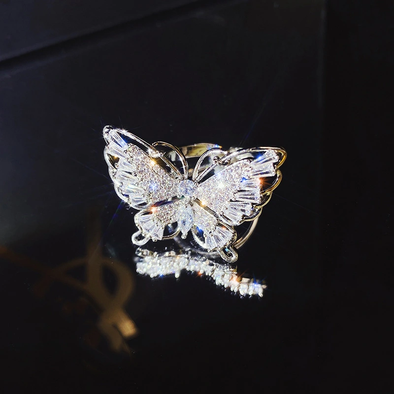 Rhinestone Butterfly Ring