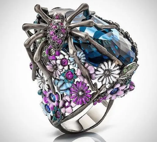Spider shape drip flower ring