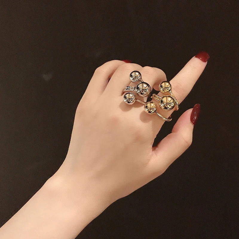 INS Style Minimalist Multilayer Round Bead Ring