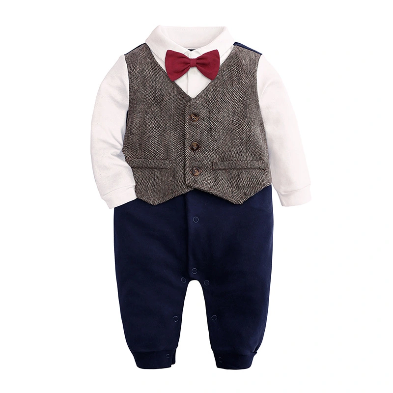 Baby One-year-old Dress Bow Tie Shirt Gentleman Romper