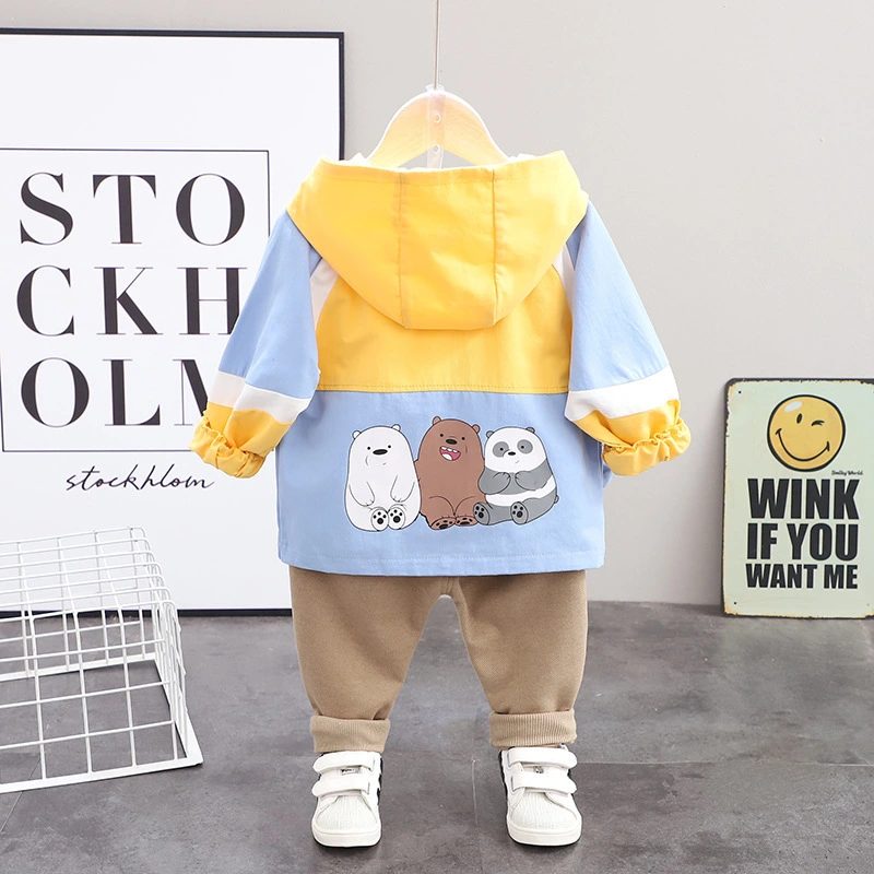 Boy's autumn hooded cartoon jacket suit