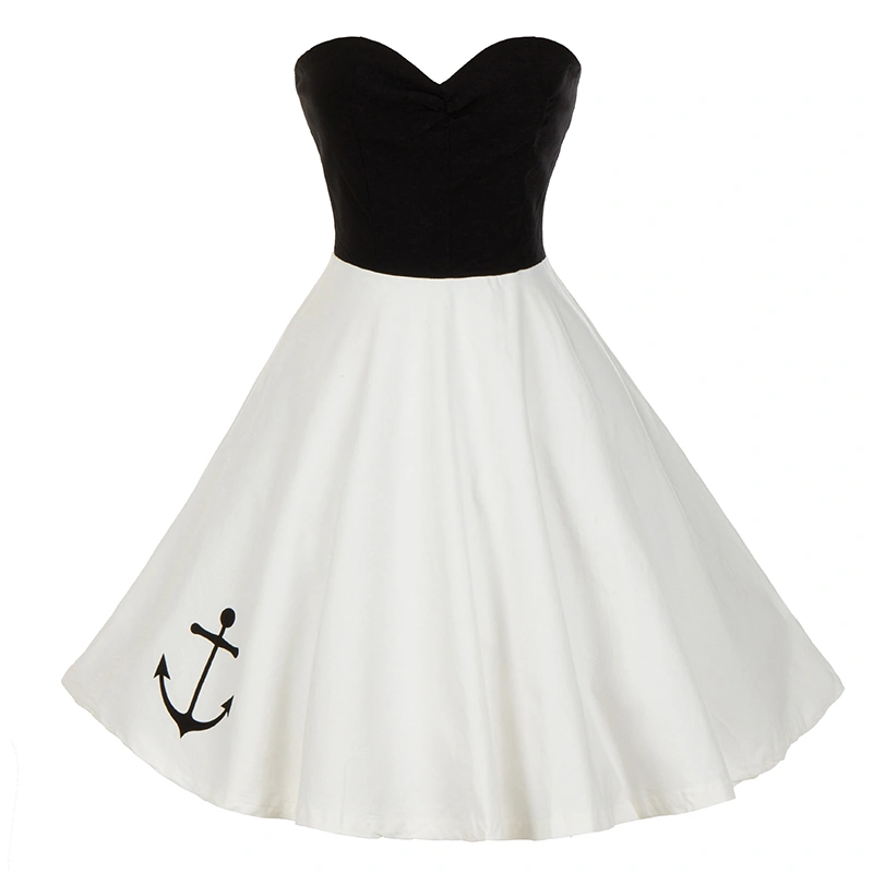 Retro elegant waistband tube top dress