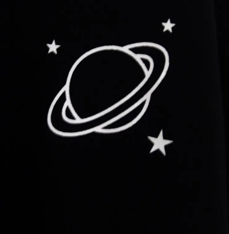 AA wind V-neck hollow planet print short T-shirt