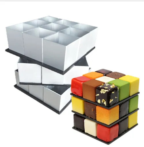 Rotating Nine Palaces Mousse Circle Cube New Rubik's Cube Mold Set French Dessert DIY Baking Utensils