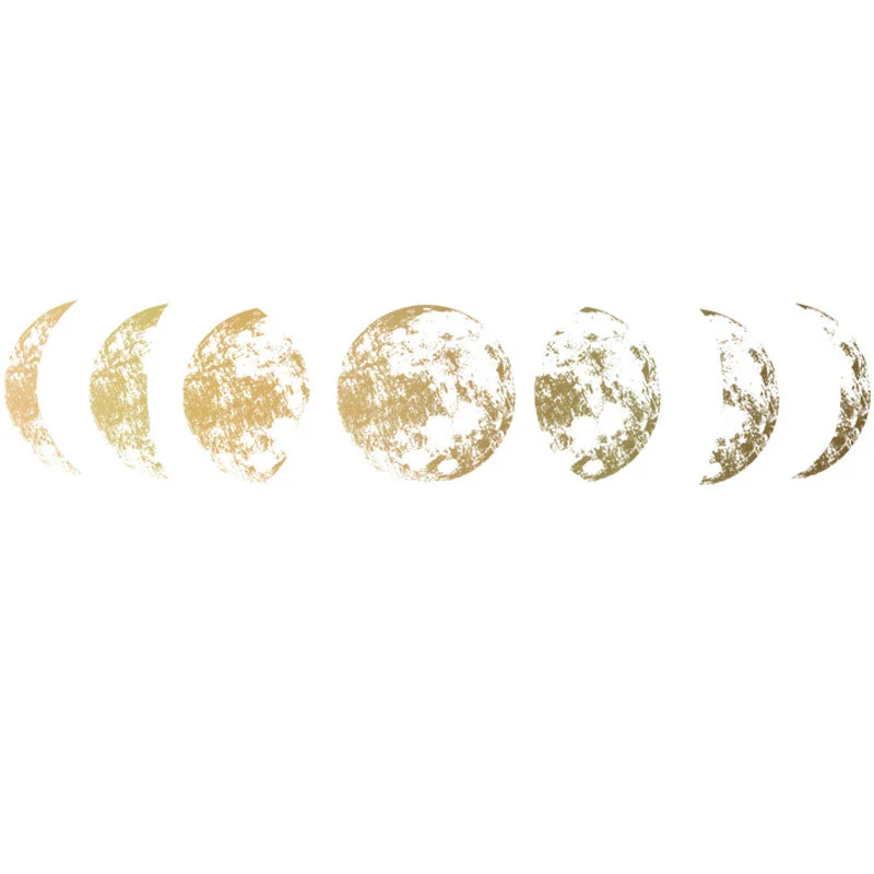 Creative Simple Golden Moon Phase Picture Moon Wall Home Decoration Stickers