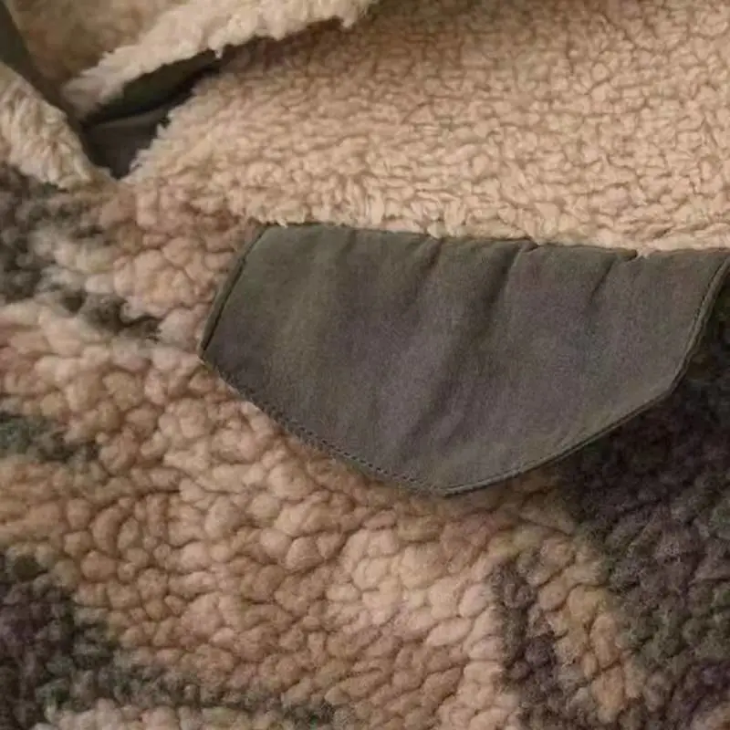 Camouflage panelled stand collar jacket