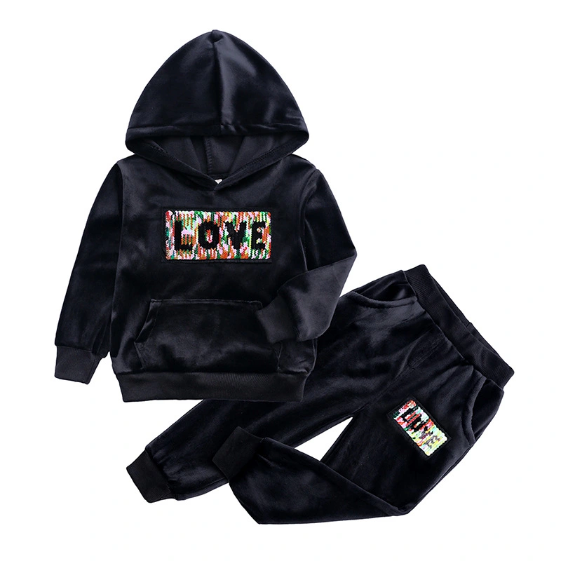 Children's Gold Velvet Suit Boys And Girls Two-piece Suit