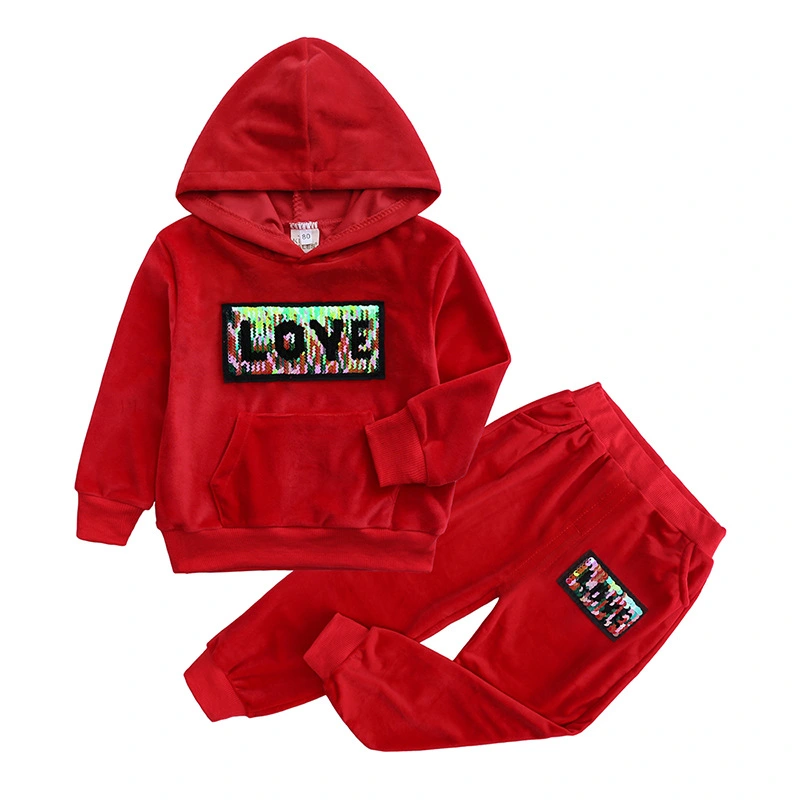 Children's Gold Velvet Suit Boys And Girls Two-piece Suit