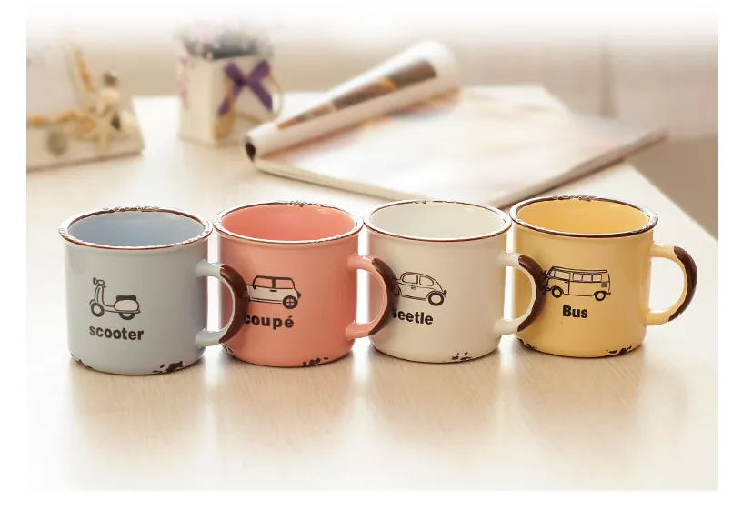 Hot Sale Enamel Mug Cute Car Tea Mug Novelty Outdoor Mug Travel Coffee cup