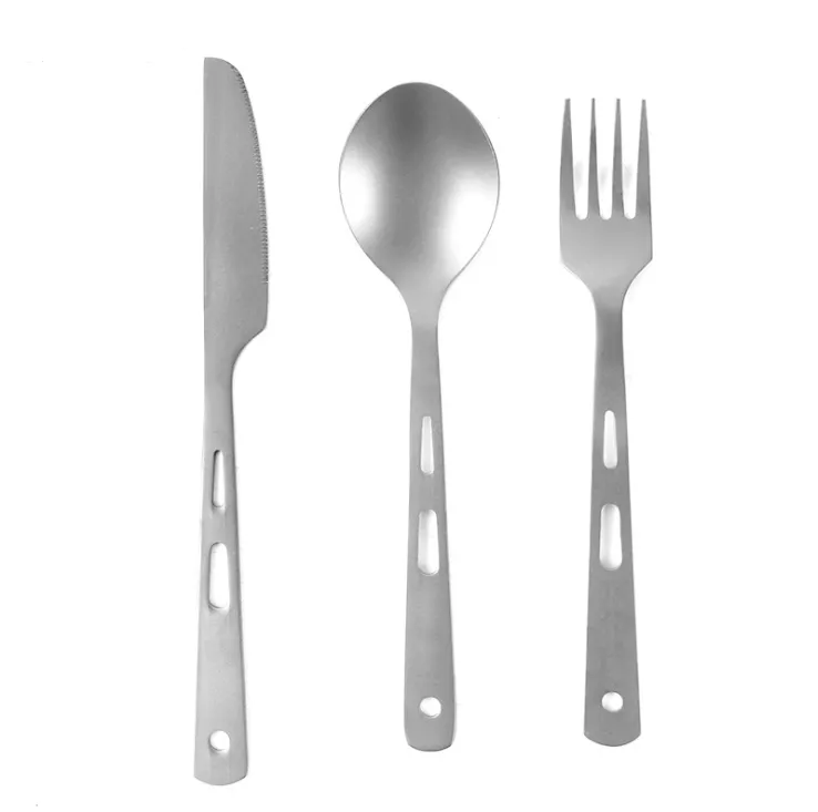 Outdoor Camping Portable Pure Titanium Three-piece Knife, Fork And Spoon