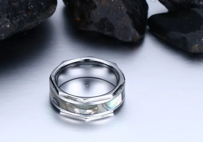 Trendy shell tungsten steel ring