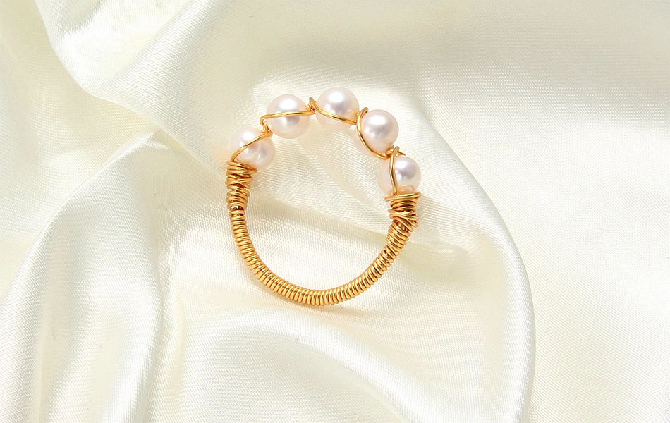 Pearl handmade woven ring