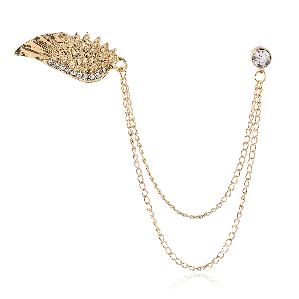 Angel Wings Diamond Chain Tassel Brooch