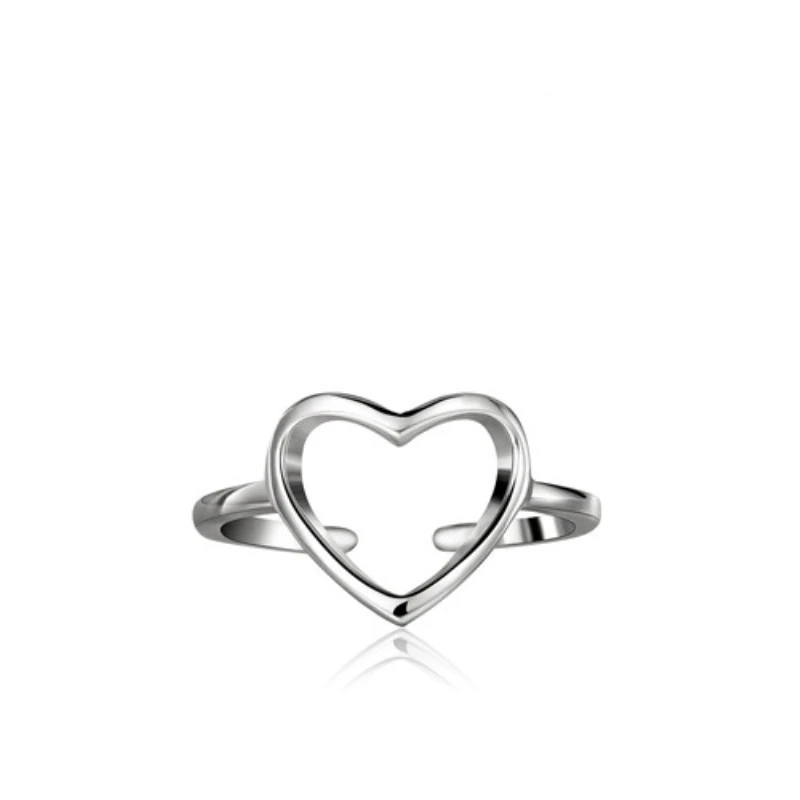 s925 sterling silver hollow heart ring