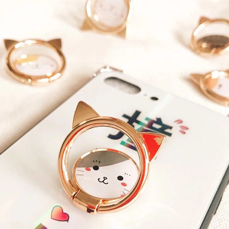 UVR Metal Cat Finger Ring Smart Phone Stand Holder