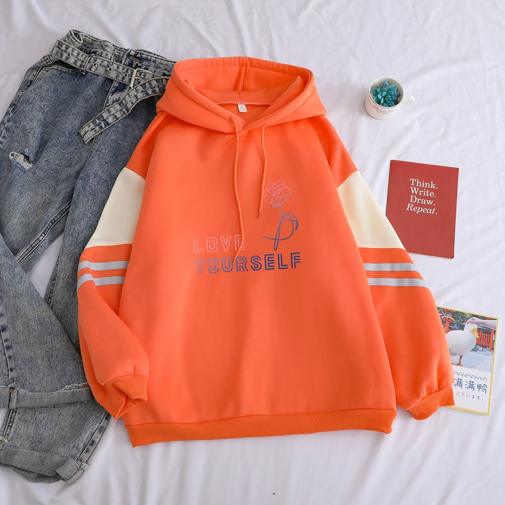 Loose Lazy Style Hooded Sweatshirt With Plush Letter Print