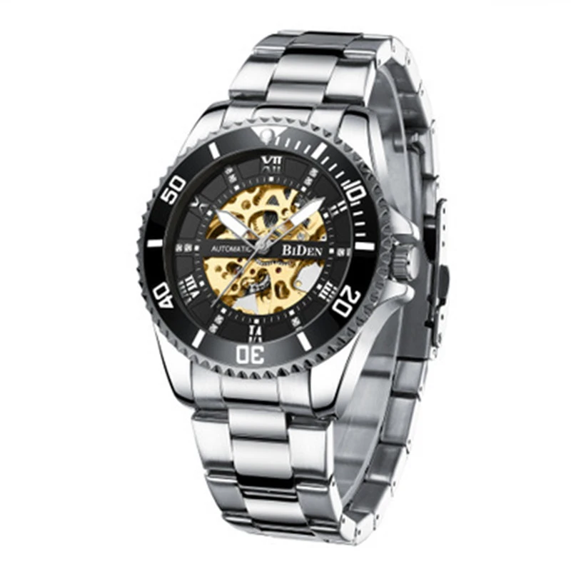 Mechanical Hollow Waterproof Luminous Steel Band Watch