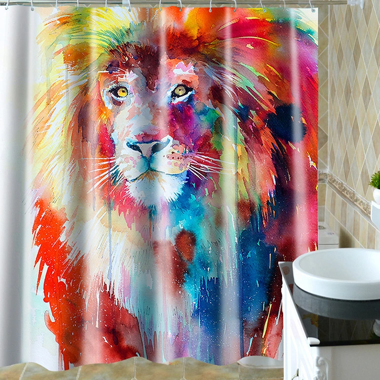 Digital Printing Waterproof Pongee Shower Curtain