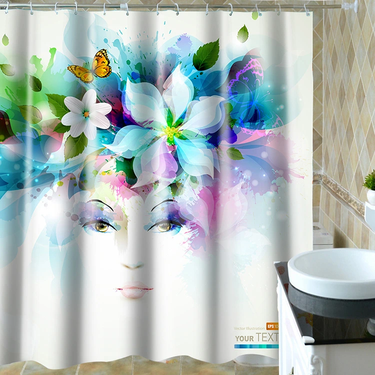 Digital Printing Waterproof Pongee Shower Curtain