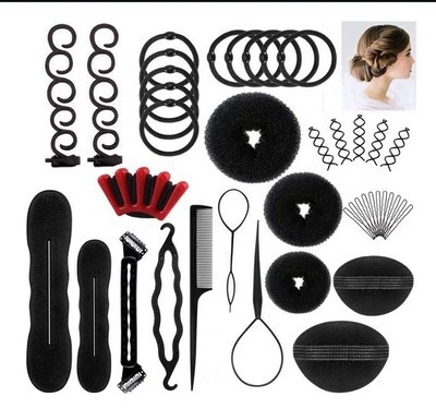 New Style Pattern Pan Hair Donut Ball Head Korean Hair Accessories Pan Hair Tool Set