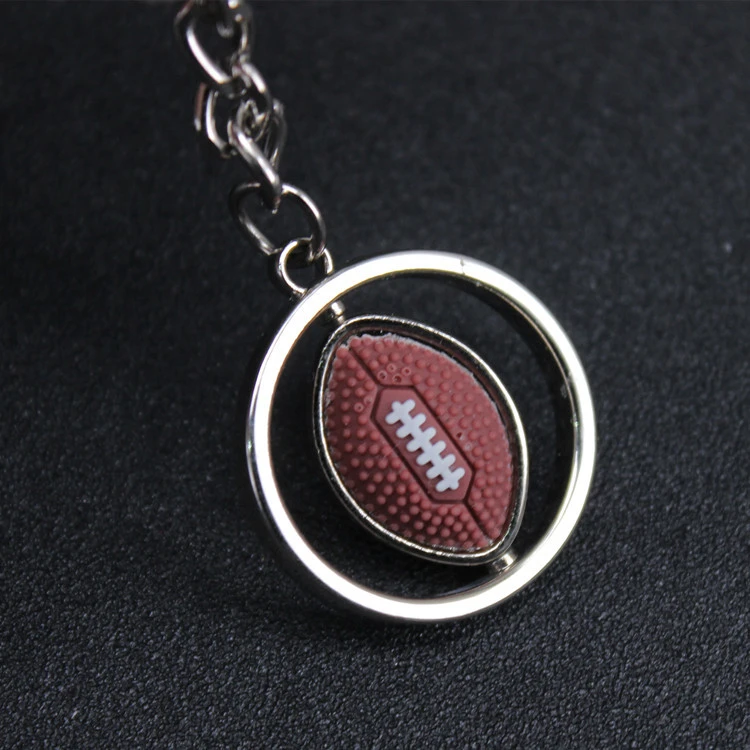 Rotating Basketball Football Rugby Keychain