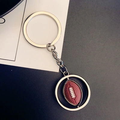 Rotating Basketball Football Rugby Keychain