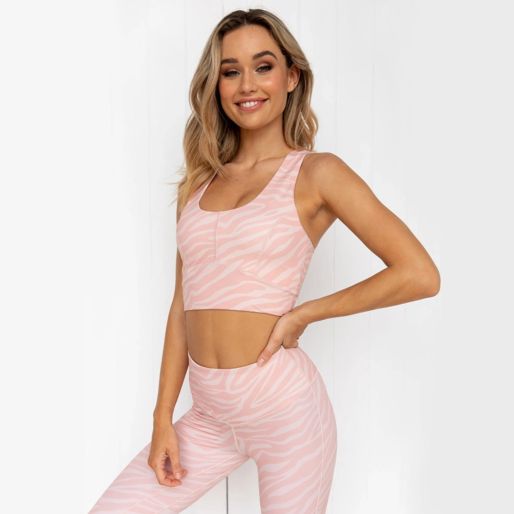 Striped digital print yoga gym set