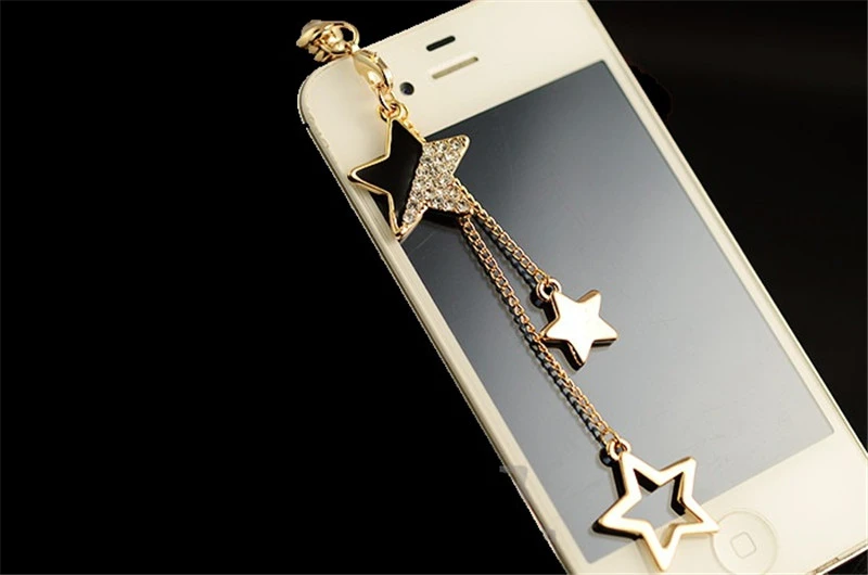 Fashionable Five-pointed Star Chain Pendant Mobile Phone Dust Plug