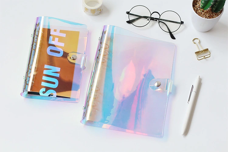 New Colorful PVC Transparent 6 hole loose Leaf Notebook Case A5A6