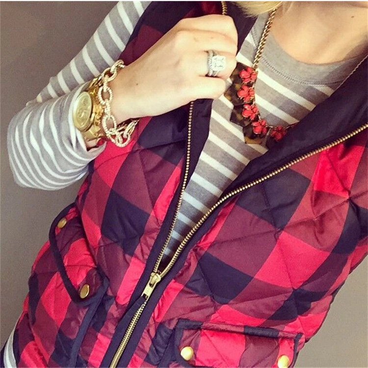 Plaid down cotton vest