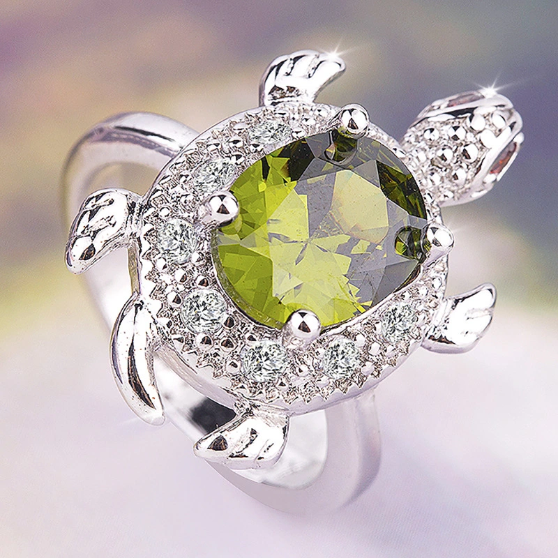 Big Olive Green Turtle Ring