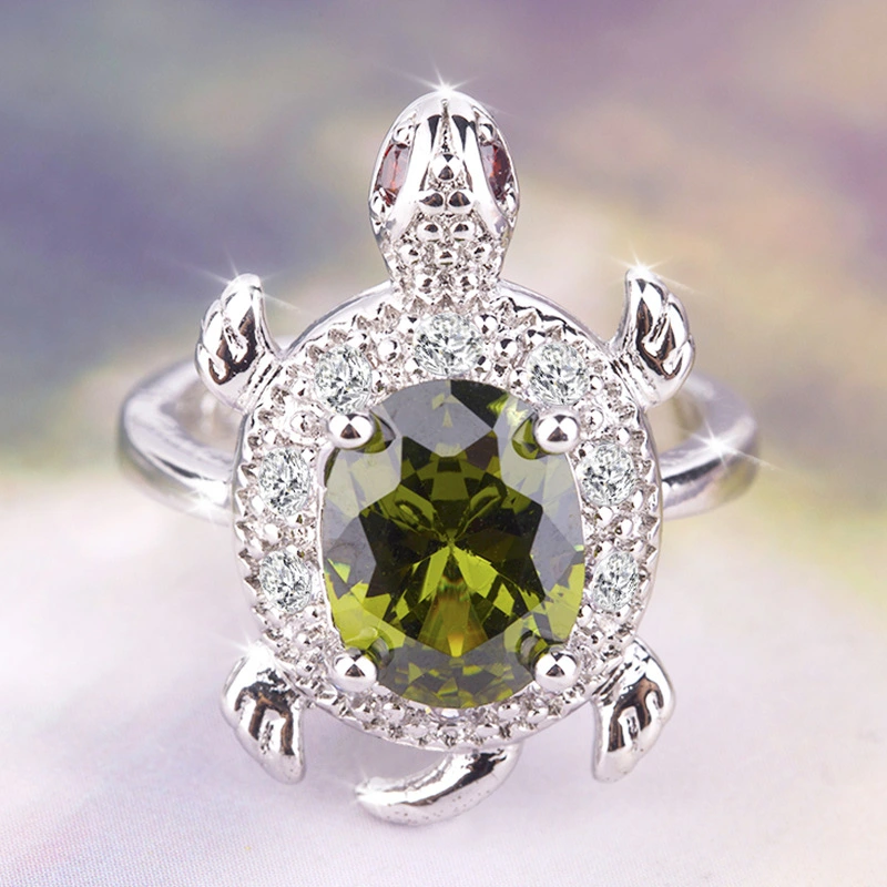 Big Olive Green Turtle Ring