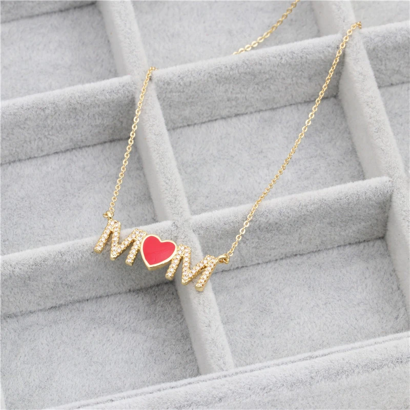 Red Heart Copper Cubic Zirconia Heart Necklace Pendant Long Snake Chain Jewelry Gift 