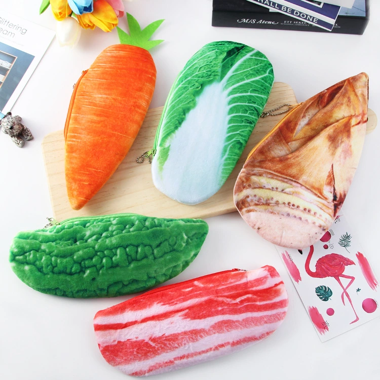 3d Simulation Material Vegetable Plush Pencil Case