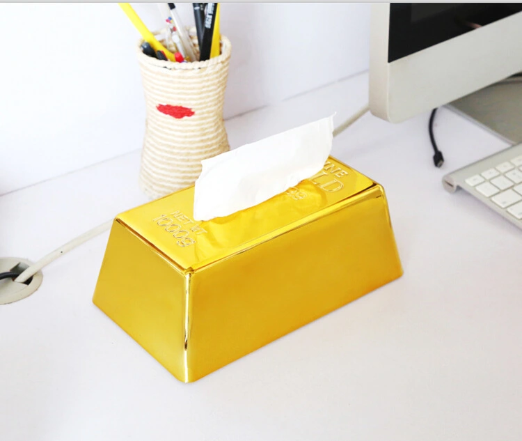 Simulation Gold Bar Creative Home Tissue Storage Box