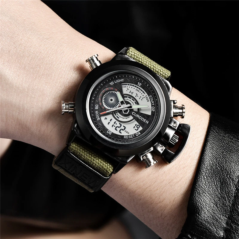 Nylon belt dual display electronic watch