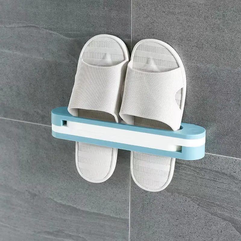 Creative Portable Folding Three-In-One Shoes Towel Rack Wall-Mounted Telescopic Slippers Rack Bathroom Living Room Shelf