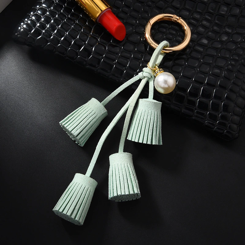 Velvet Tassel Keychain Leather Tassel Pearl Pendant